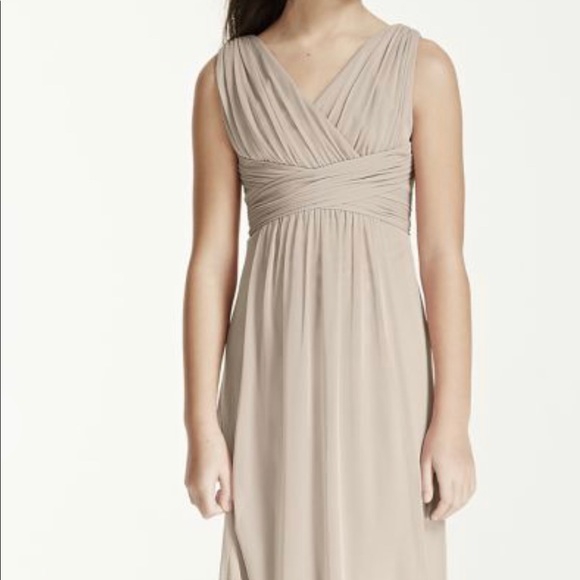 David’s Bridal long Junior Bride dress 18, Steel Blue - Picture 3 of 5